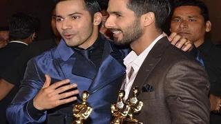Watch Shahid Kapoor TEASES Varun Dhawan with Alia Bhatt, Shraddha Kapoor | Life Ok Screen Awards 2015 Video