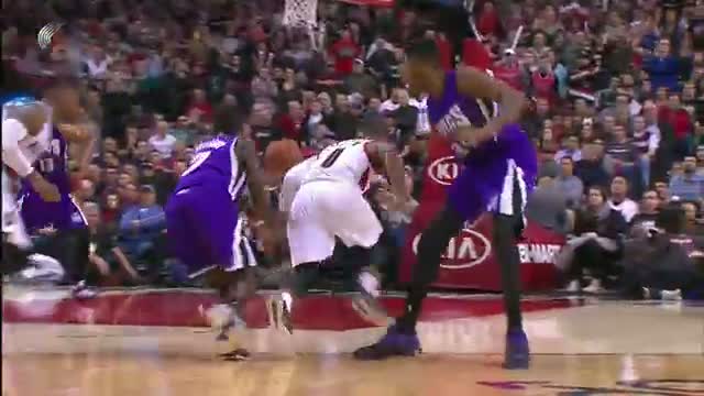 Watch NBA: Damian Lillard Splits the Defense and Drives in for Monster Slam Video