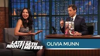 Watch Olivia Munn Thinks Seth Is a Little Too Crazy About His Dog - Late Night with Seth Meyers Video
