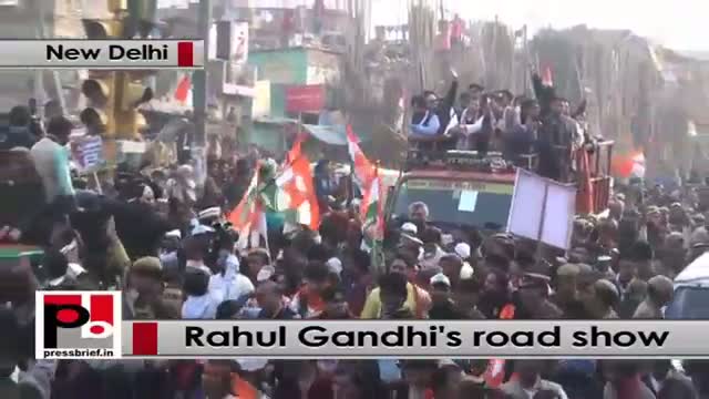 Watch Rahul Gandhi kick-starts Delhi poll campaign with a road show, attacks PM Video