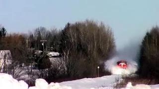 Watch EPIC CATCH!!! Dashing Thru the Snow - CN Train 406 West at Salisbury, NB (Feb 3, 2015) Video