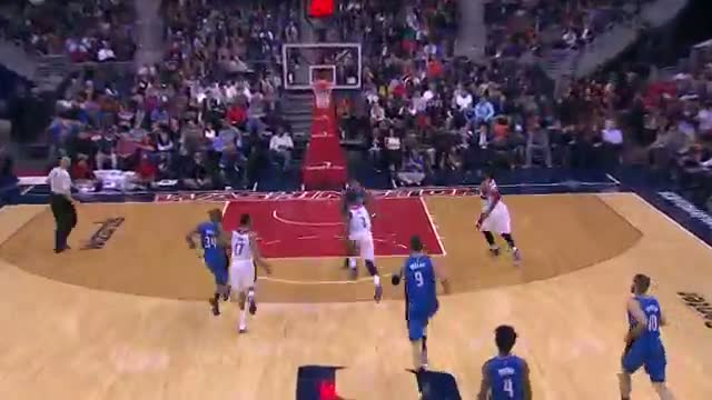Watch NBA: John Wall Finds Nene with a Fabulous Behind the Back Pass Video