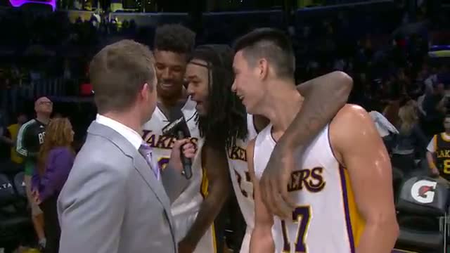 Watch Jordan Hill and Nick Young Crash Jeremy Lin's Interview  Video