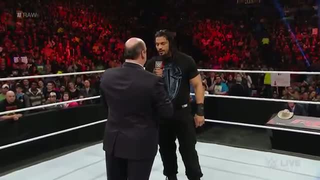 Watch Paul Heyman addresses Roman Reigns: WWE Raw, February 23, 2015 Video
