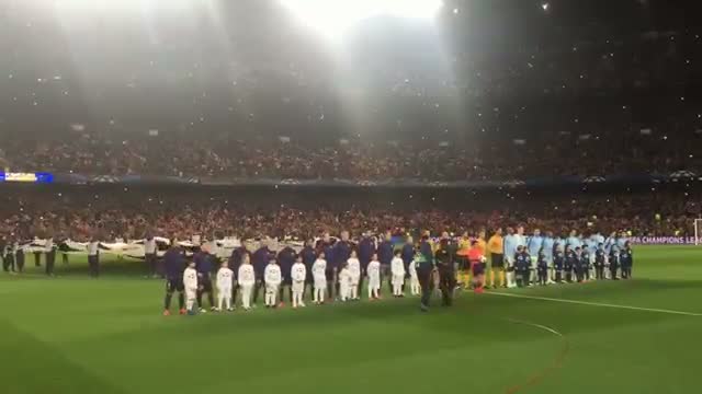 Watch Champions anthem at Camp Nou (FC Barcelona - Manchester City Video