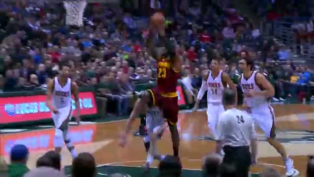 Watch NBA: LeBron James Drives Past All 5 Bucks for the Smash  Video