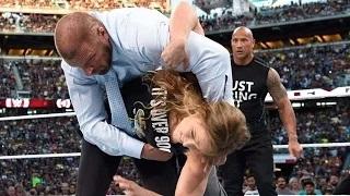 Watch The Rock & Ronda Rousey Destroy Triple H & Stephanie McMahon at WrestleMania 31 Video