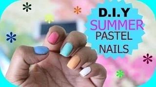 Watch Summer Pastel nails DIY Manicure Tutorial For Beginners Video