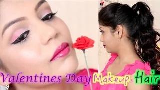Watch Pink Valentines Day Makeup and Flirty Hair Tutorial Video