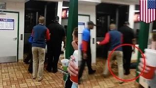 Watch Fast food employee fight: McDonaldÃ¢â‚¬â„¢s worker snaps, knocks out drunk customer Video