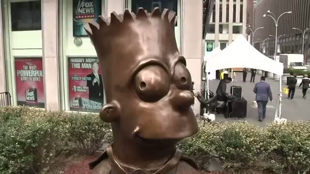 Watch Bart Simpson Sculpture Unveiled in New York  Video