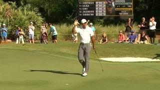 Watch Tiger Woods' second shot to 14 feet leads to birdie at THE PLAYERS Video
