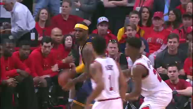 Watch NBA: Lebron James Throws it Down Over Butler and Noah Video