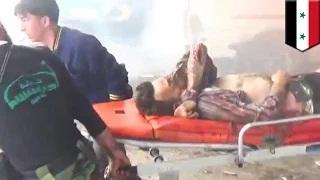 Watch Syria war bombing: Alleged government barrel bomb attack kills dozens in Aleppo Video
