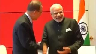 Watch PM Modi meets UN Secretary General Ban Ki Moon Video