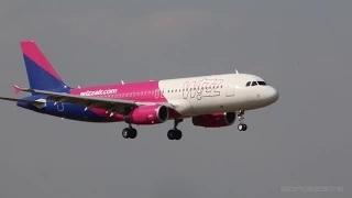 Watch Wizz Air first Airbus A320 in new color scheme (HA-LPW) landing at Ferihegy Video