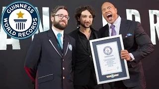 Watch Dwayne 'The Rock' Johnson attempts a selfie record - Guinness World Records Video