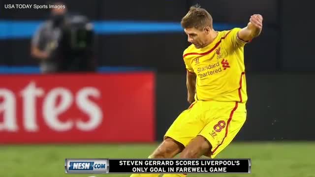 Watch Steven Gerrard Scores Lone Liverpool Goal in Farewell Game Video