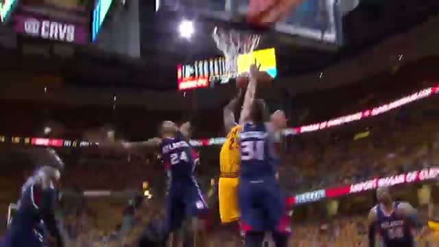 Watch NBA: LeBron James Drives for the Major Facial on Muscala Video