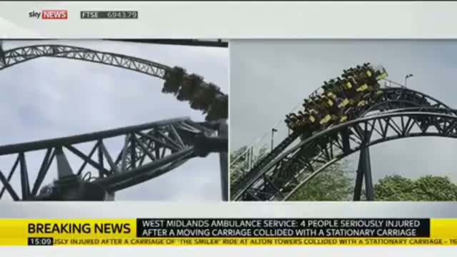 Watch Smiler Crash At Alton Towers - 2 Carriages Collide 16 People Injured - VIDEO Video