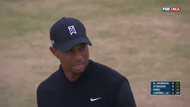 Watch Tiger Woods dead-tops fairway metal 2nd shot on 18th at Chambers Bay 2015 US Open Video