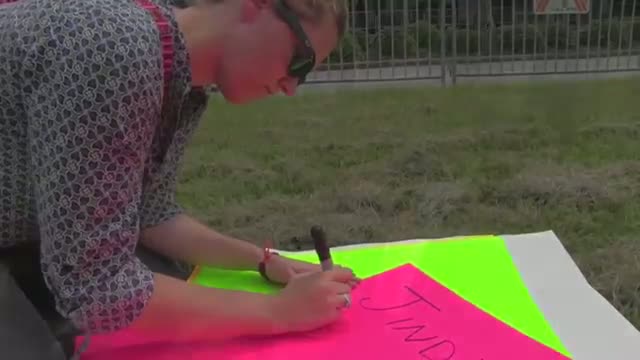 Watch Protesters gathered outside as Bobby Jindal announced his run for president Video