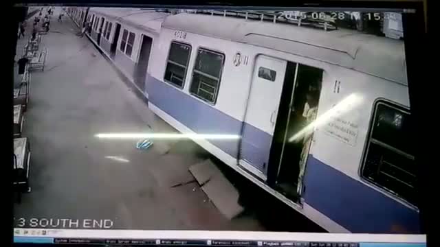 Watch CCTV Footage: Mumbai Local Train Overshoots Platform At Churchgate! [Indian Railways] Video