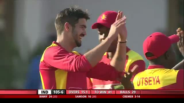 Watch Graeme Cremer picking up 3 crucial wickets - Zim vs Ind 2015: 2nd T20I 2015 Video