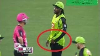 Watch Chris Gayle Sledges Brad Haddin and gets him out Video