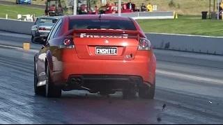 Watch FNSMITE SS COMMODORE REAR END GOES BANG AT SYDNEY DRAGWAY Video
