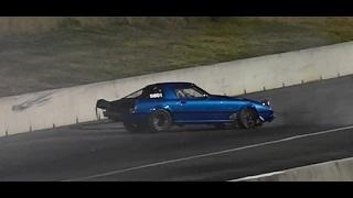 Watch RX7 GETS OUT OF SHAPE AND HITS THE WALL AT SYDNEY DRAGWAY Video