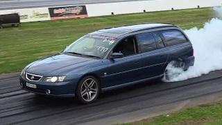 Watch COMMODORE WAGON BURNOUT AT SYDNEY DRAGWAY Video