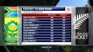 Watch AB de Villiers achieves fastest 8000 runs record in ODI - SA vs NZ, 3rd ODI 2015 Video