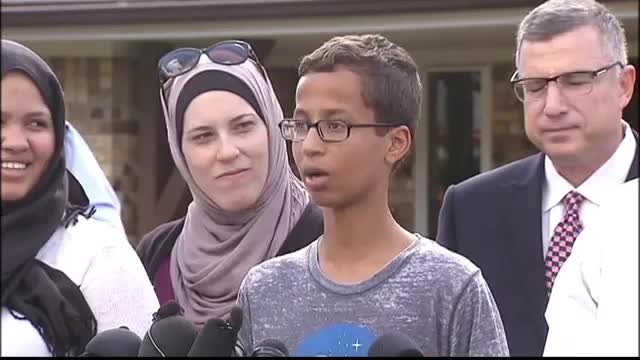 Watch Ahmed Mohamed talks about being arrested at Irving school over clock Video