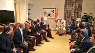 Watch PM Modi meets leaders of Microsoft , Google , Qualcomm, Cisco, Adobe & TIE in San Jose, California Video