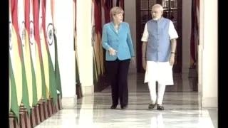 Watch PM Modi meets German Chancellor Angela Merkel at Hyderabad House Video