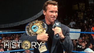 Watch Schwarzenegger lays the SmackDown on Triple H: This Week in WWE History, Nov. 12, 2015 Video