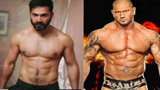 Watch Dave Batista Posed A Wrestling Challenge For Varun Dhawan Video