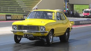 Watch 2WIZAS 7 SEC TWIN TURBO TORANA TESTING AT SYDNEY DRAGWAY Video