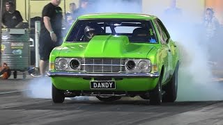 Watch DANDY ENGINES PROFAB TWIN TURBO CORTINA 7.07 @ 203 MPH APSA TESTING DAY 2 SYDNEY DRAGWAY Video