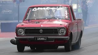 Watch GRUMBLZ PAC PERFORMANCE ROTARY DATSUN UTE NEW PB 7.89 @ 170 MPH APSA GRAND FINAL Video