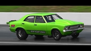 Watch DANDY ENGINES PROFAB TWIN TURBO CORTINA 7.03 @ 206 MPH APSA GRAND FINAL Video