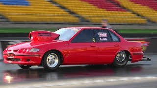 Watch KILA4L FORD XR6 TURBO 7.84 @ 177 MPH FULL THROTTLE FRIDAY SYDNEY DRAGWAY Video