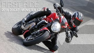 Watch 2016 Ducati Monster 1200 R First Ride Review Video