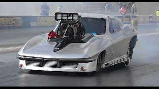 Watch JEFF WILSON SCF RACE CARS CORVETTE DOORSLAMMER 6.04 @ 240 MPH TRIPLE CHALLENGE Video