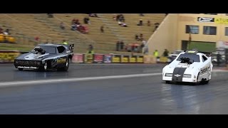 Watch AEROFLOW OUTLAW NITRO FUNNY CARS TRIPLE CHALLENGE SYDNEY DRAGWAY Video