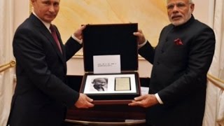 Watch Putin gifts Gandhi's notes, Indian sword of Bengal to Modi Video