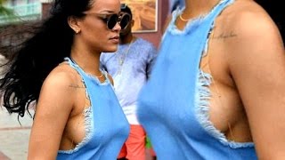 Watch Rihanna Major Sideboob Exposed In Mini-Dress Video