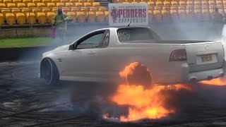 Watch RTHLSS CATCHES FIRE AT BURNOUT OUTLAWS Video