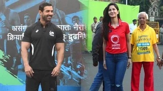Watch Katrina Kaif, John Abraham At The Mumbai Marathon 2016 Video